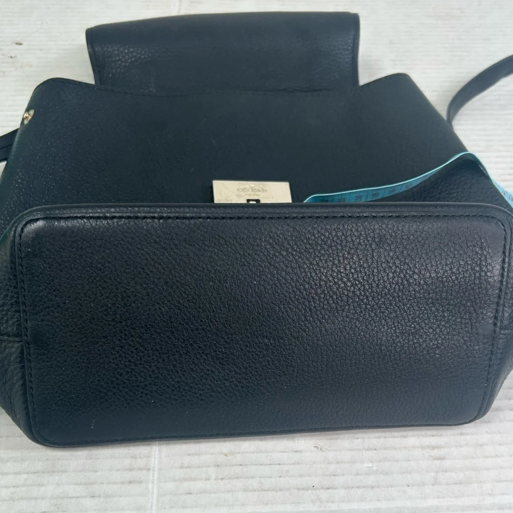 Kate Spade Hayes Street Taba Black Pebble Leather Tassel Backpack Medium Preppy